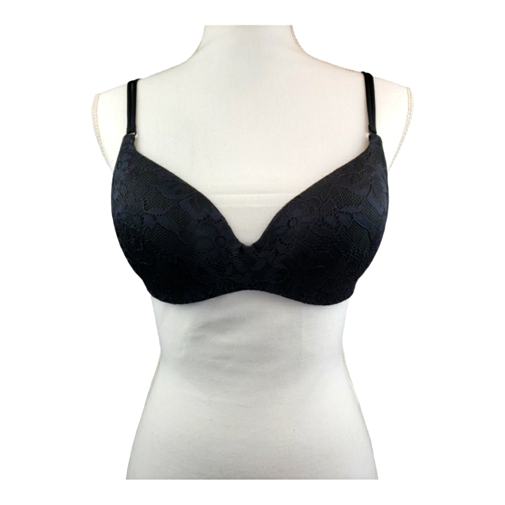 Victoria's Secret Angels Padded Lace Bra in Black Size 34C Adjustable